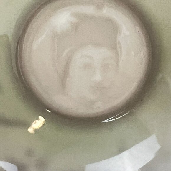 Japanese Dragonware Tea Cup & Saucer Raised Moriage Design Green Geisha Girl - Picture 3 of 10